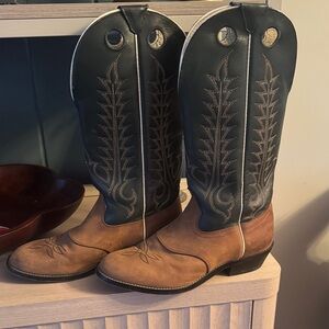 Tony Lama Forest Green and Brown Cowboy Boots